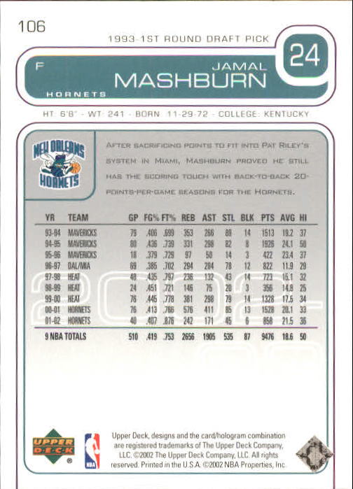 2002/2003 Upper Deck Basketball Part 1 Main Set Cards #1 to #260 - Picture 213 of 499