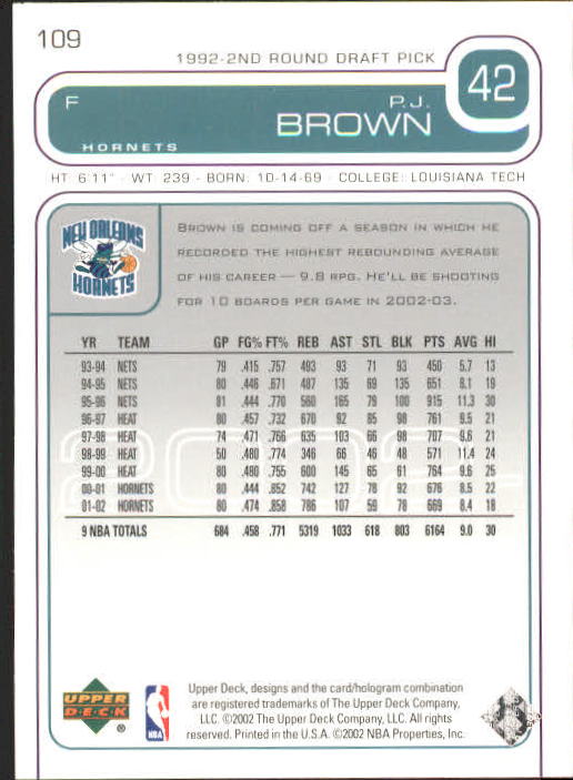 2002/2003 Upper Deck Basketball Part 1 Main Set Cards #1 to #260 - Picture 219 of 499