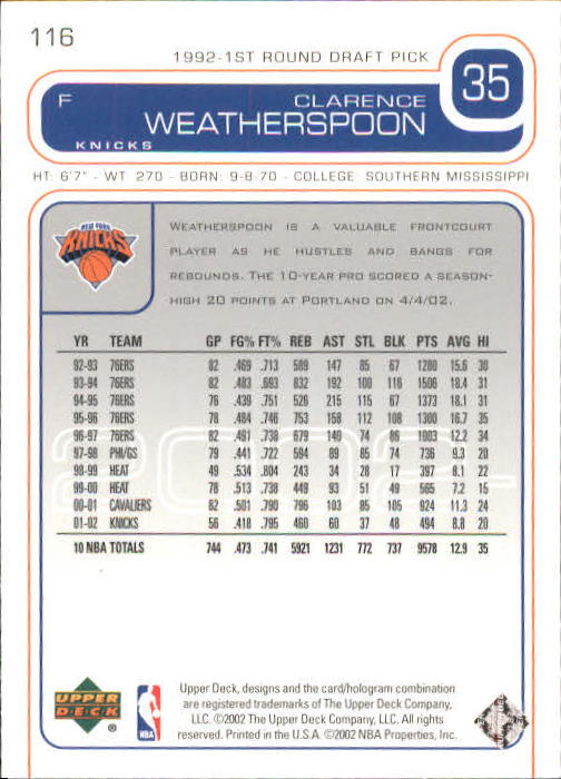 2002/2003 Upper Deck Basketball Part 1 Main Set Cards #1 to #260 - Picture 233 of 499