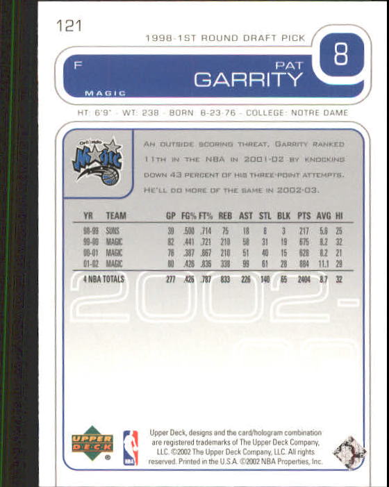 2002/2003 Upper Deck Basketball Part 1 Main Set Cards #1 to #260 - Picture 243 of 499