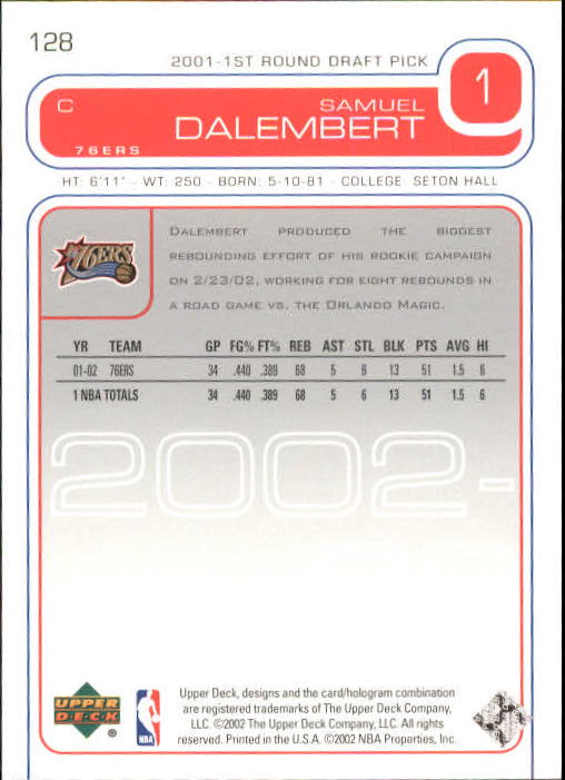 2002/2003 Upper Deck Basketball Part 1 Main Set Cards #1 to #260 - Picture 257 of 499