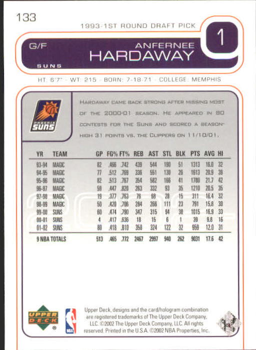 2002/2003 Upper Deck Basketball Part 1 Main Set Cards #1 to #260 - Picture 267 of 499