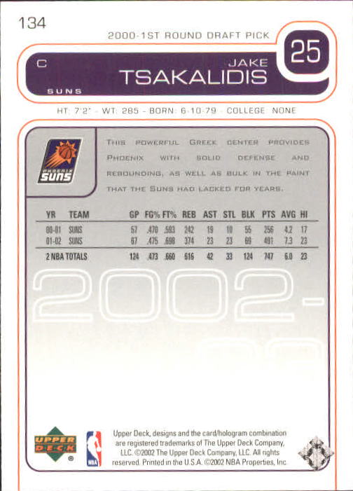 2002/2003 Upper Deck Basketball Part 1 Main Set Cards #1 to #260 - Picture 269 of 499