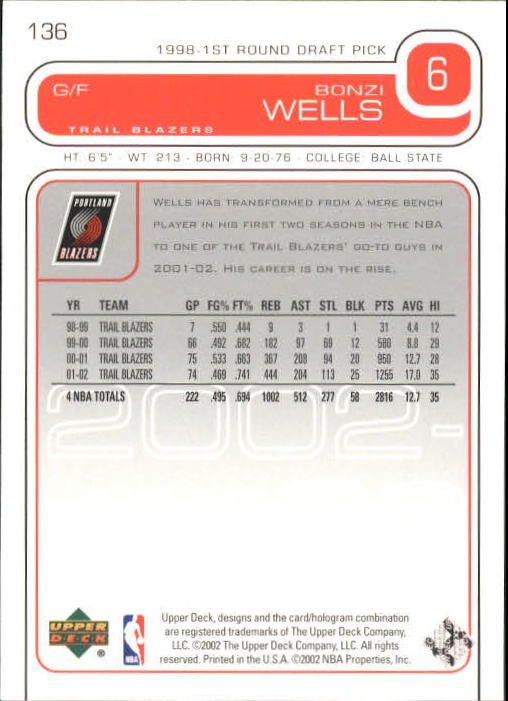 2002/2003 Upper Deck Basketball Part 1 Main Set Cards #1 to #260 - Picture 273 of 499