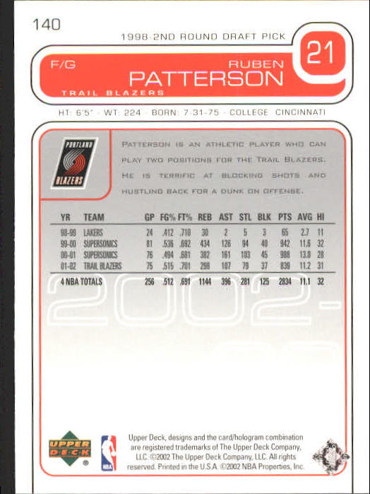 2002/2003 Upper Deck Basketball Part 1 Main Set Cards #1 to #260 - Picture 281 of 499