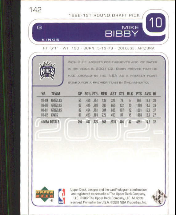 2002/2003 Upper Deck Basketball Part 1 Main Set Cards #1 to #260 - Picture 285 of 499