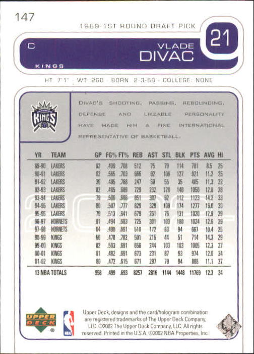 2002/2003 Upper Deck Basketball Part 1 Main Set Cards #1 to #260 - Picture 295 of 499