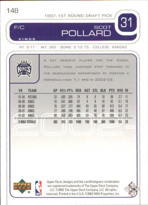 2002/2003 Upper Deck Basketball Part 1 Main Set Cards #1 to #260 - Picture 297 of 499