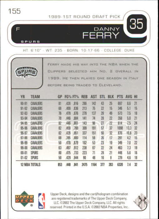 2002/2003 Upper Deck Basketball Part 1 Main Set Cards #1 to #260 - Picture 311 of 499