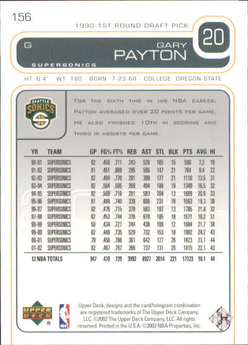 2002/2003 Upper Deck Basketball Part 1 Main Set Cards #1 to #260 - Picture 313 of 499