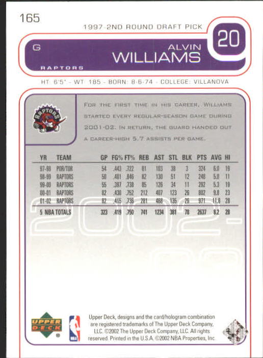 2002/2003 Upper Deck Basketball Part 1 Main Set Cards #1 to #260 - Picture 331 of 499