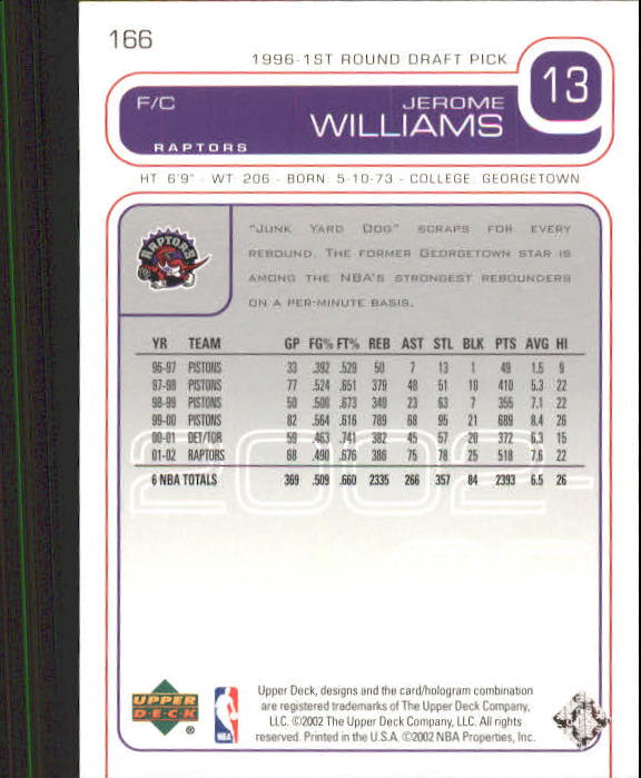 2002/2003 Upper Deck Basketball Part 1 Main Set Cards #1 to #260 - Picture 333 of 499