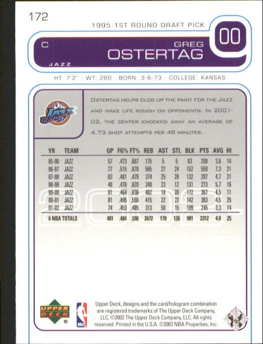 2002/2003 Upper Deck Basketball Part 1 Main Set Cards #1 to #260 - Picture 345 of 499