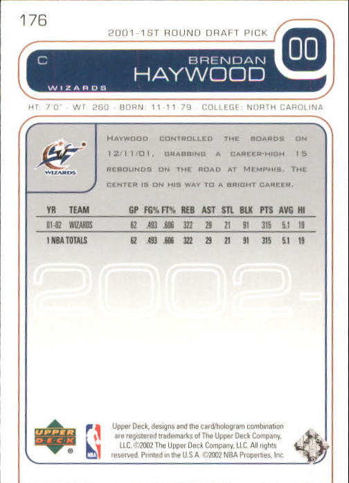2002/2003 Upper Deck Basketball Part 1 Main Set Cards #1 to #260 - Picture 353 of 499