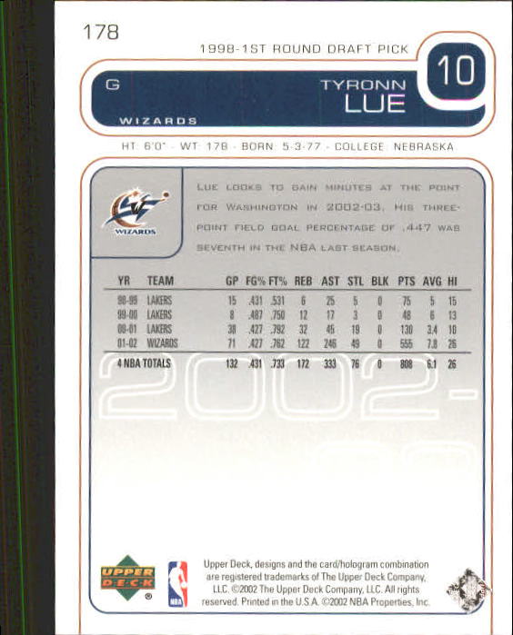 2002/2003 Upper Deck Basketball Part 1 Main Set Cards #1 to #260 - Picture 357 of 499