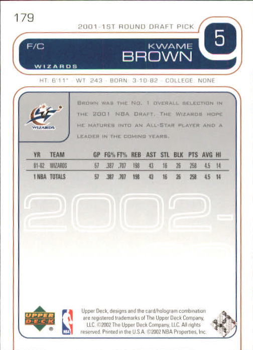 2002/2003 Upper Deck Basketball Part 1 Main Set Cards #1 to #260 - Picture 359 of 499