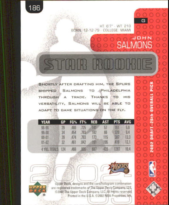 2002/2003 Upper Deck Basketball Part 1 Main Set Cards #1 to #260 - Picture 371 of 499