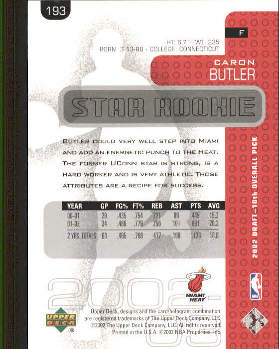 2002/2003 Upper Deck Basketball Part 1 Main Set Cards #1 to #260 - Picture 381 of 499