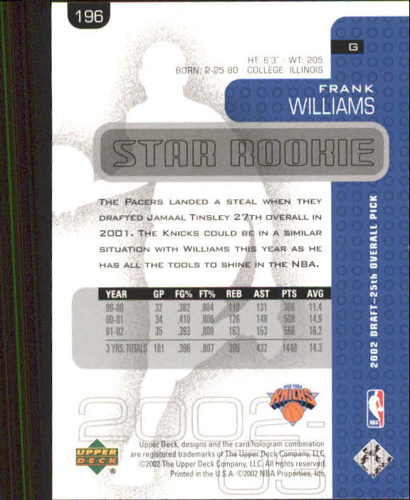 2002/2003 Upper Deck Basketball Part 1 Main Set Cards #1 to #260 - Picture 387 of 499