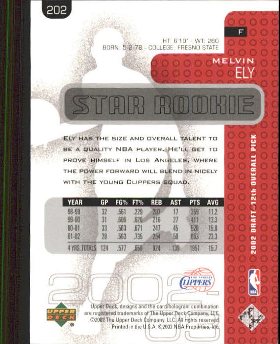 2002/2003 Upper Deck Basketball Part 1 Main Set Cards #1 to #260 - Picture 395 of 499