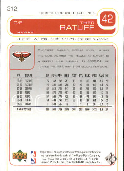 2002/2003 Upper Deck Basketball Part 1 Main Set Cards #1 to #260 - Picture 403 of 499