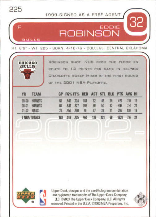2002/2003 Upper Deck Basketball Part 1 Main Set Cards #1 to #260 - Picture 429 of 499