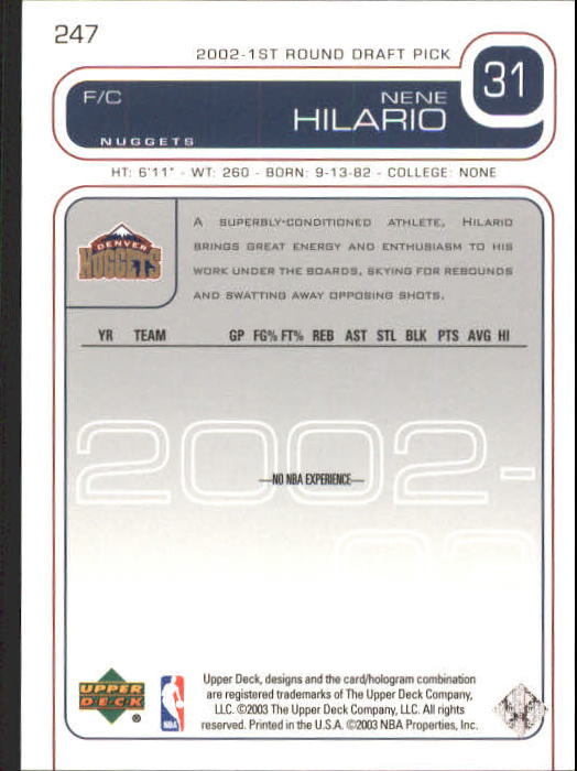 2002/2003 Upper Deck Basketball Part 1 Main Set Cards #1 to #260 - Picture 473 of 499