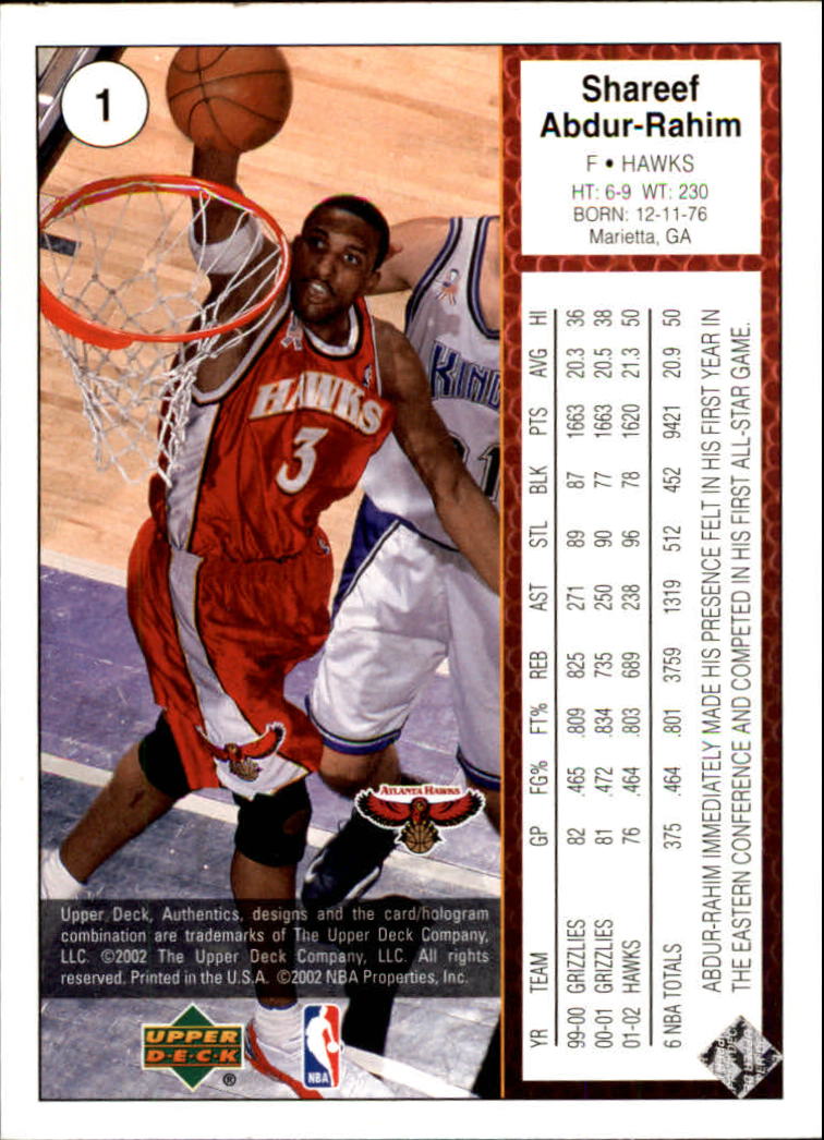 2002/2003 Authentics (Upper Deck) Basketball - Picture 374 of 374