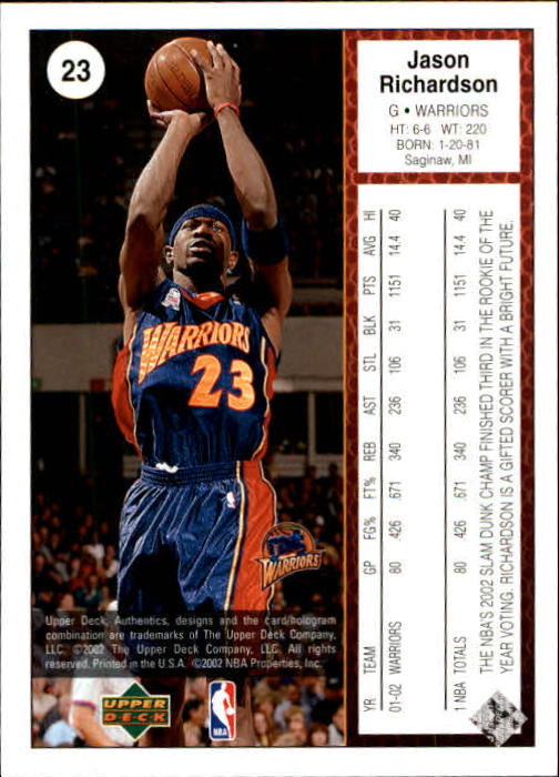 2002/2003 Authentics (Upper Deck) Basketball - Picture 330 of 374