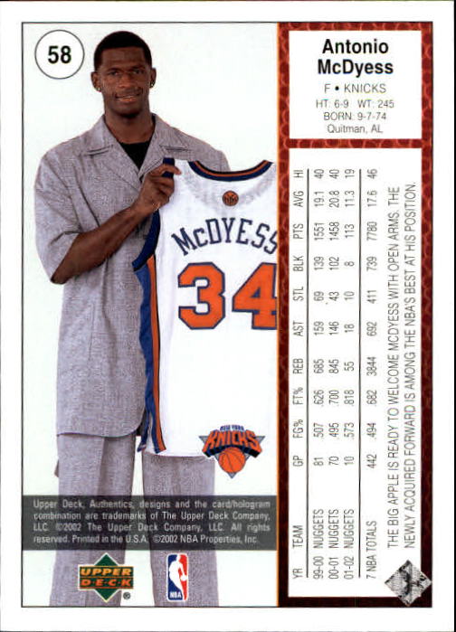 2002/2003 Authentics (Upper Deck) Basketball - Picture 260 of 374
