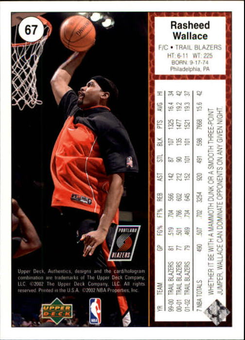 2002/2003 Authentics (Upper Deck) Basketball - Picture 242 of 374