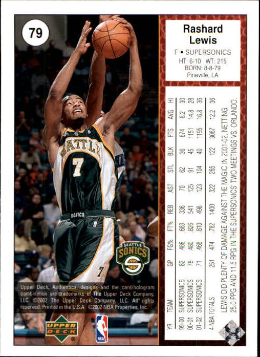 2002/2003 Authentics (Upper Deck) Basketball - Picture 218 of 374
