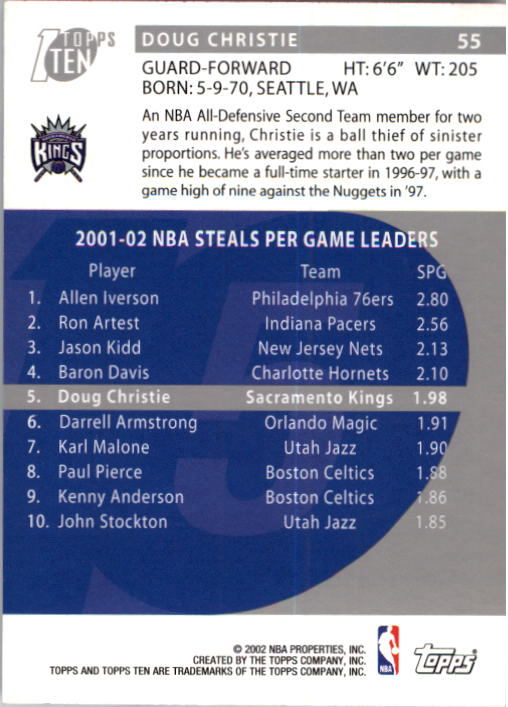 2002-03 Topps Ten Basketball Card Pick - Picture 87 of 209