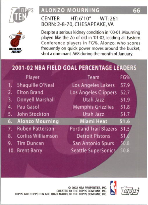 2002-03 Topps Ten Basketball Card Pick - Picture 105 of 209