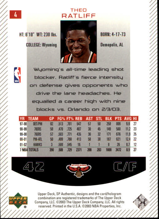 2002/2003 SP Authentic (Upper Deck) Basketball - Picture 301 of 307
