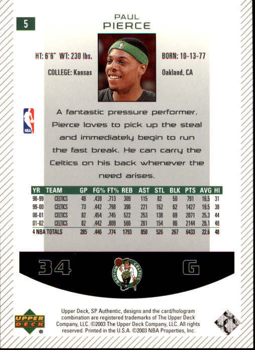 2002/2003 SP Authentic (Upper Deck) Basketball - Picture 299 of 307