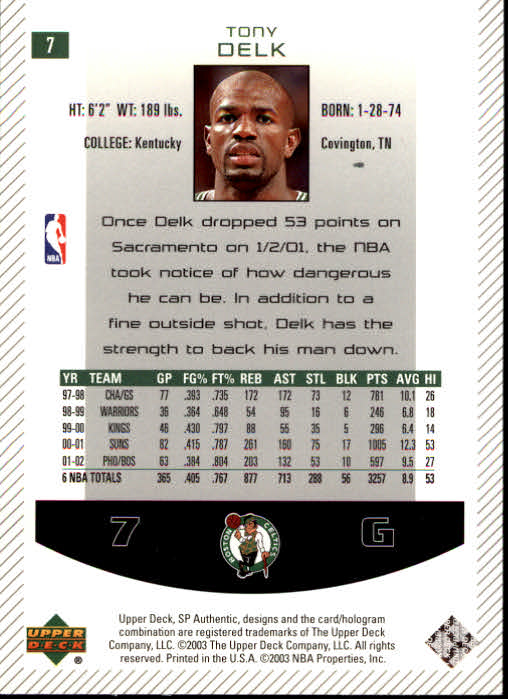 2002/2003 SP Authentic (Upper Deck) Basketball - Picture 297 of 307