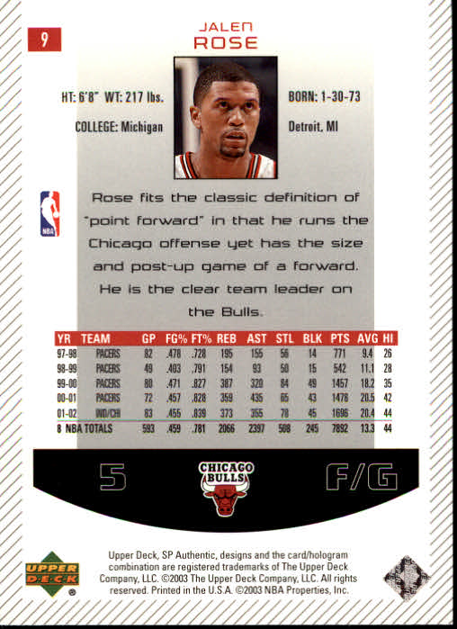 2002/2003 SP Authentic (Upper Deck) Basketball - Picture 291 of 307