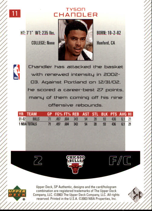 2002/2003 SP Authentic (Upper Deck) Basketball - Picture 287 of 307