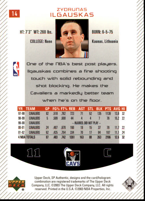 2002/2003 SP Authentic (Upper Deck) Basketball - Picture 281 of 307