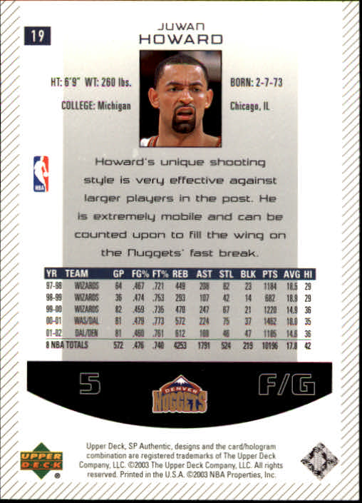2002/2003 SP Authentic (Upper Deck) Basketball - Picture 271 of 307