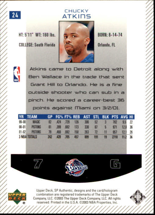 2002/2003 SP Authentic (Upper Deck) Basketball - Picture 261 of 307