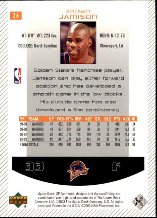 2002/2003 SP Authentic (Upper Deck) Basketball - Picture 257 of 307