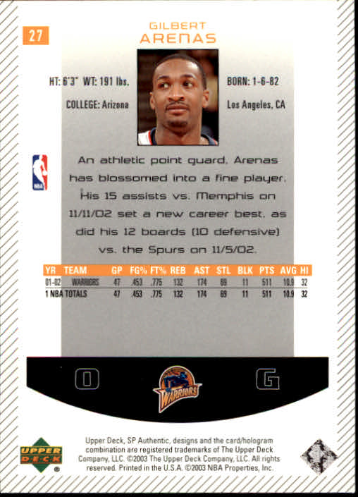 2002/2003 SP Authentic (Upper Deck) Basketball - Picture 255 of 307