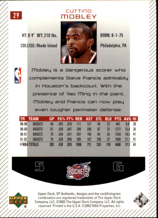 2002/2003 SP Authentic (Upper Deck) Basketball - Picture 251 of 307