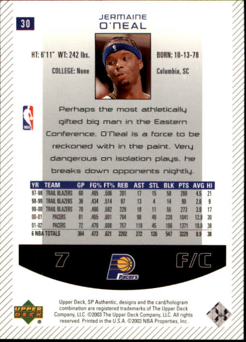 2002/2003 SP Authentic (Upper Deck) Basketball - Picture 249 of 307