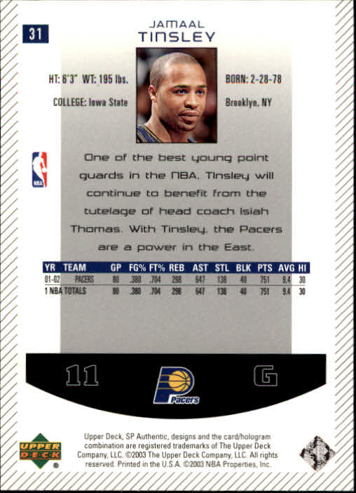 2002/2003 SP Authentic (Upper Deck) Basketball - Picture 247 of 307