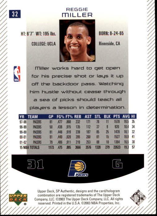 2002/2003 SP Authentic (Upper Deck) Basketball - Picture 245 of 307