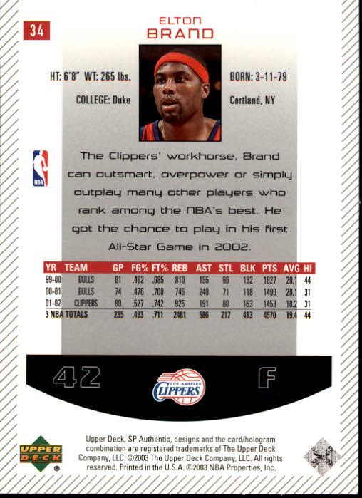 2002/2003 SP Authentic (Upper Deck) Basketball - Picture 241 of 307