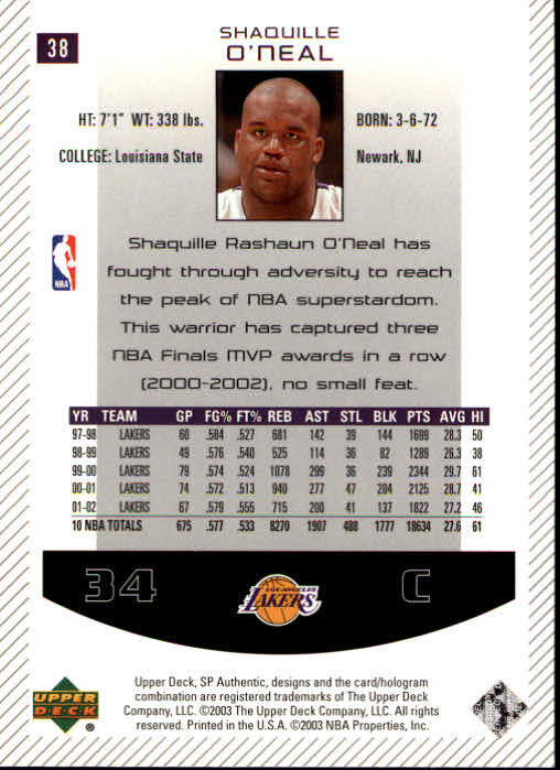 2002/2003 SP Authentic (Upper Deck) Basketball - Picture 233 of 307